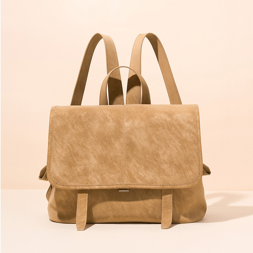 Leather Work Rucksack - Women's Vintage Genuine Leather Backpack Casual