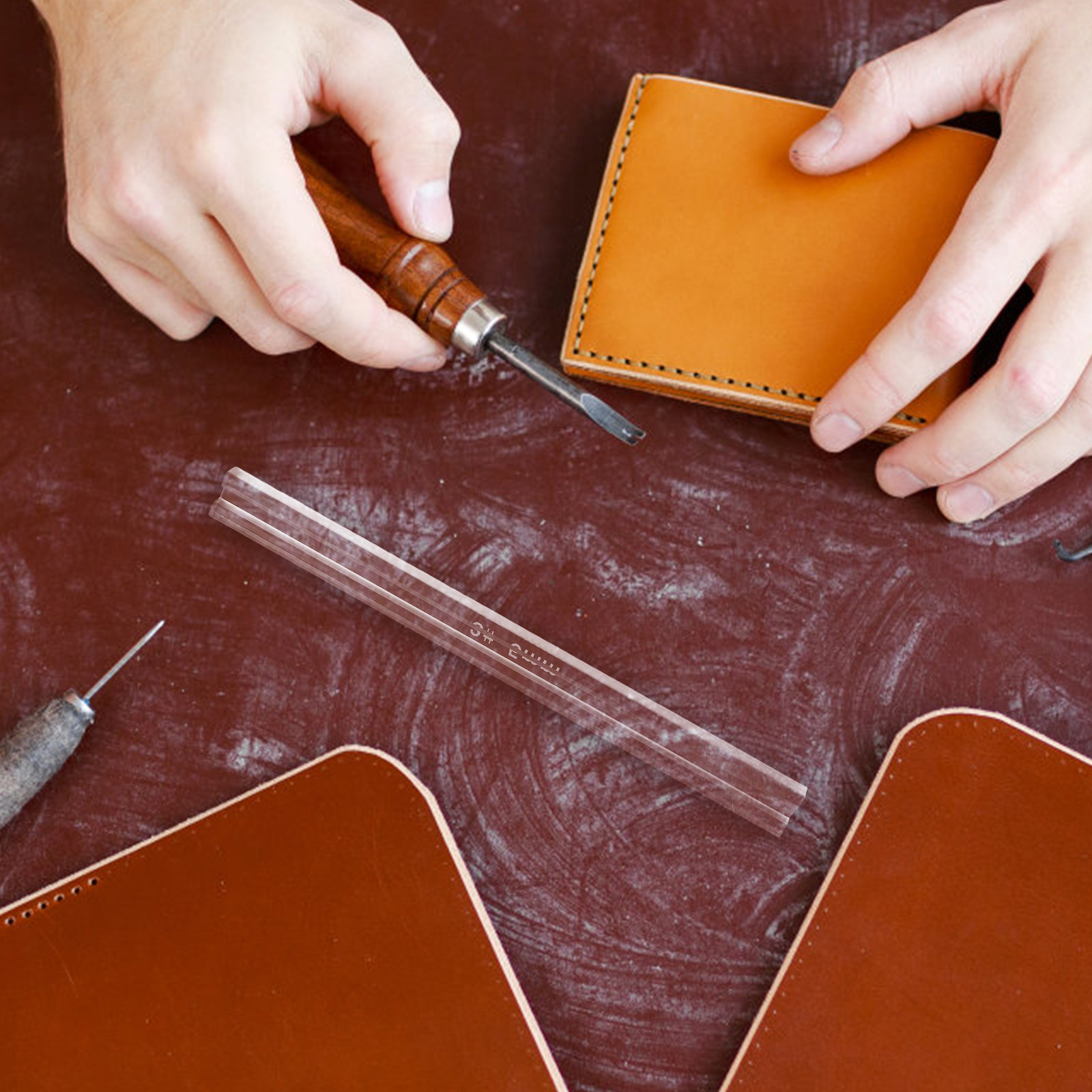 3Pcs DIY Zipper Glue Ruler Acr - Leatherworking Guide ulasan dan harga