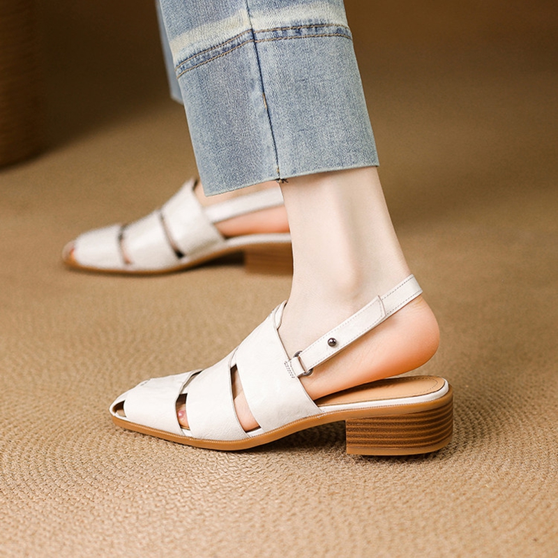 NEW Summer Women Sandals Genui - Leather Work Heels ulasan dan harga