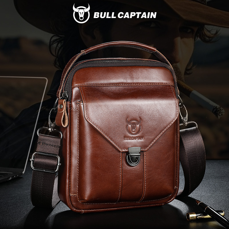 BULLCAPTAIN Mens Leather Messe - Leather Work Bag Men ulasan dan harga