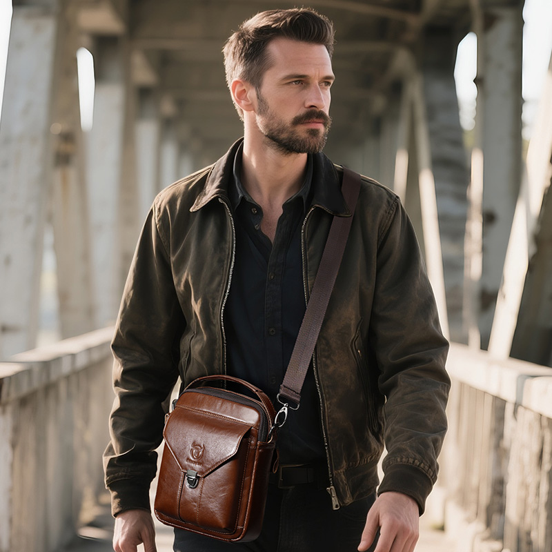 BULLCAPTAIN Mens Leather Messe - Leather Work Bag Men ulasan dan harga