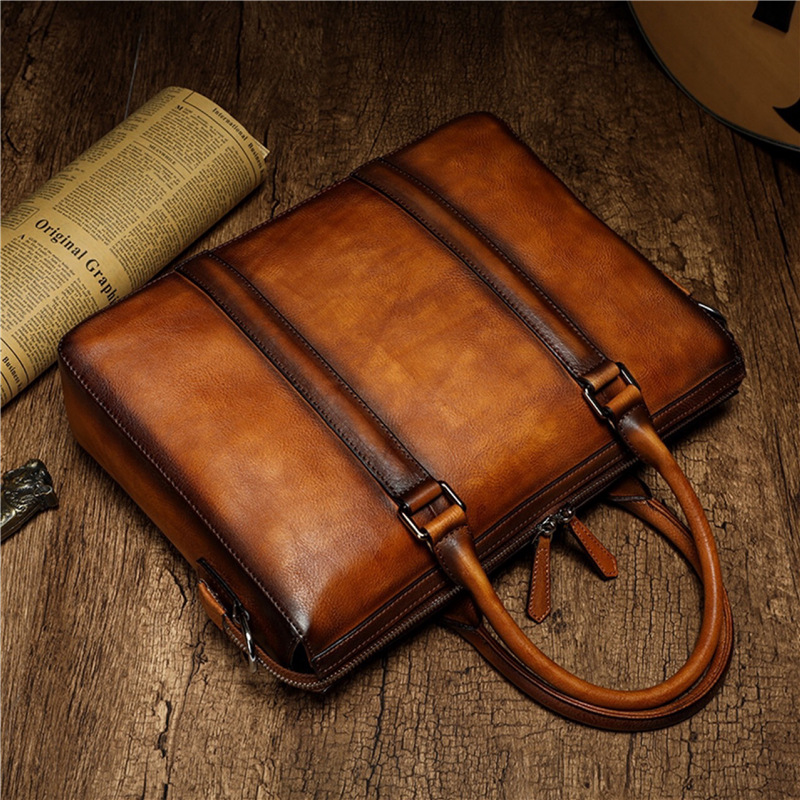 YETTIES Business Top Grain Lea - Leather Work Bag Men ulasan dan harga
