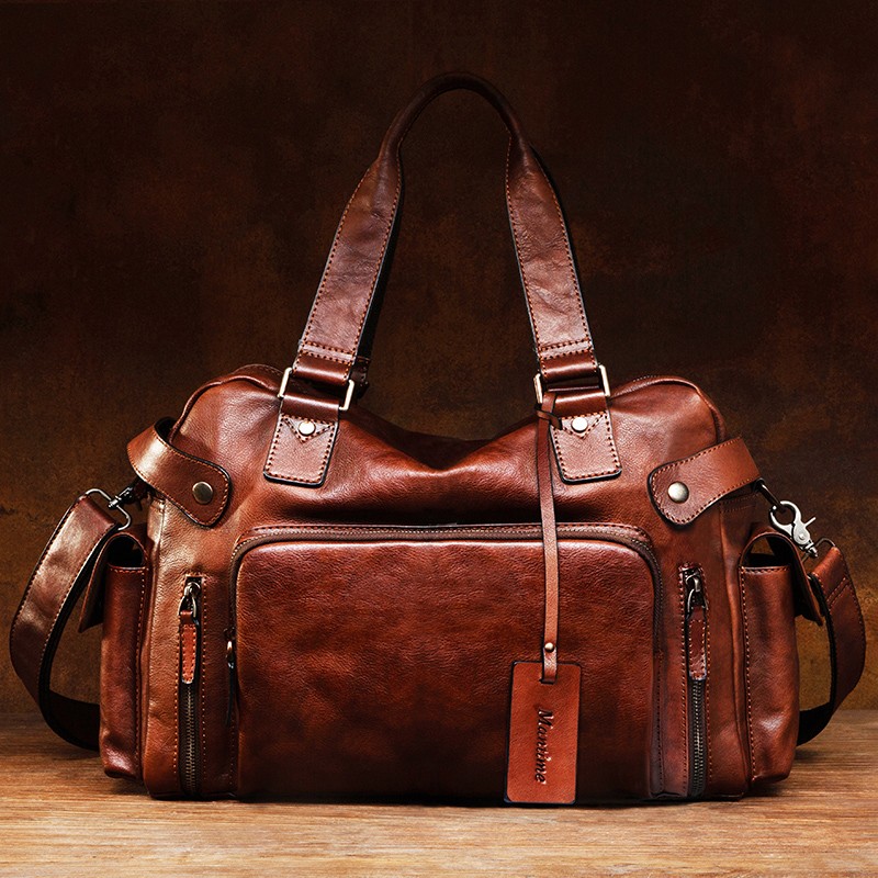 Vintage vegetable tanned leath - Leather Work Bag Men ulasan dan harga