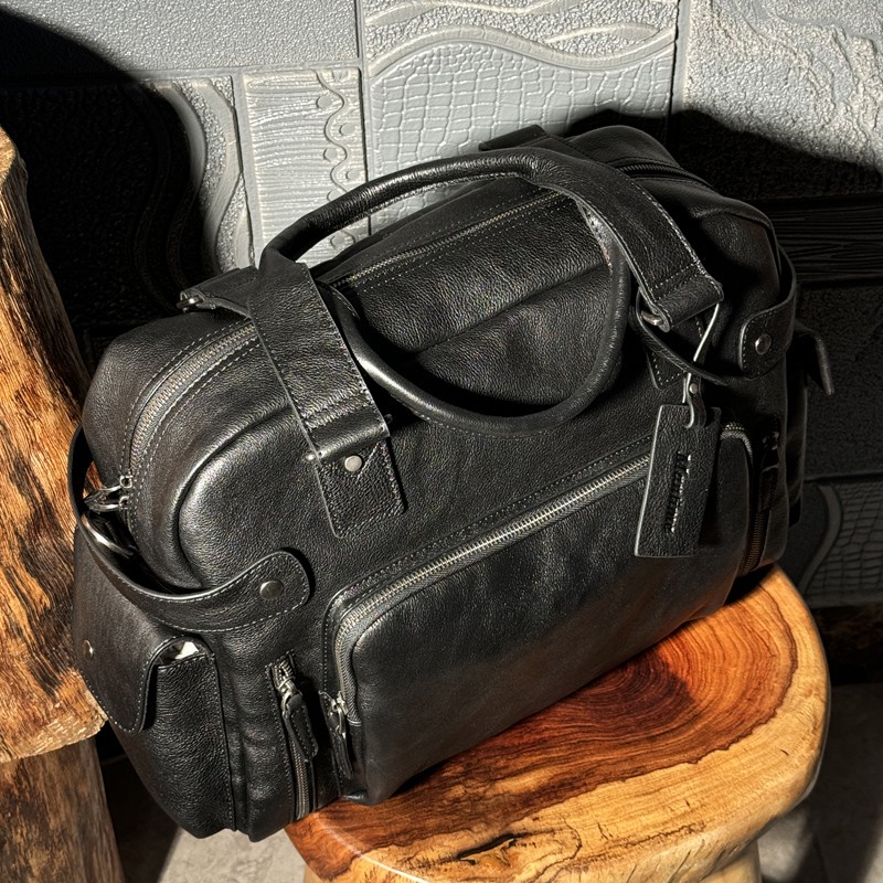Vintage vegetable tanned leath - Leather Work Bag Men ulasan dan harga