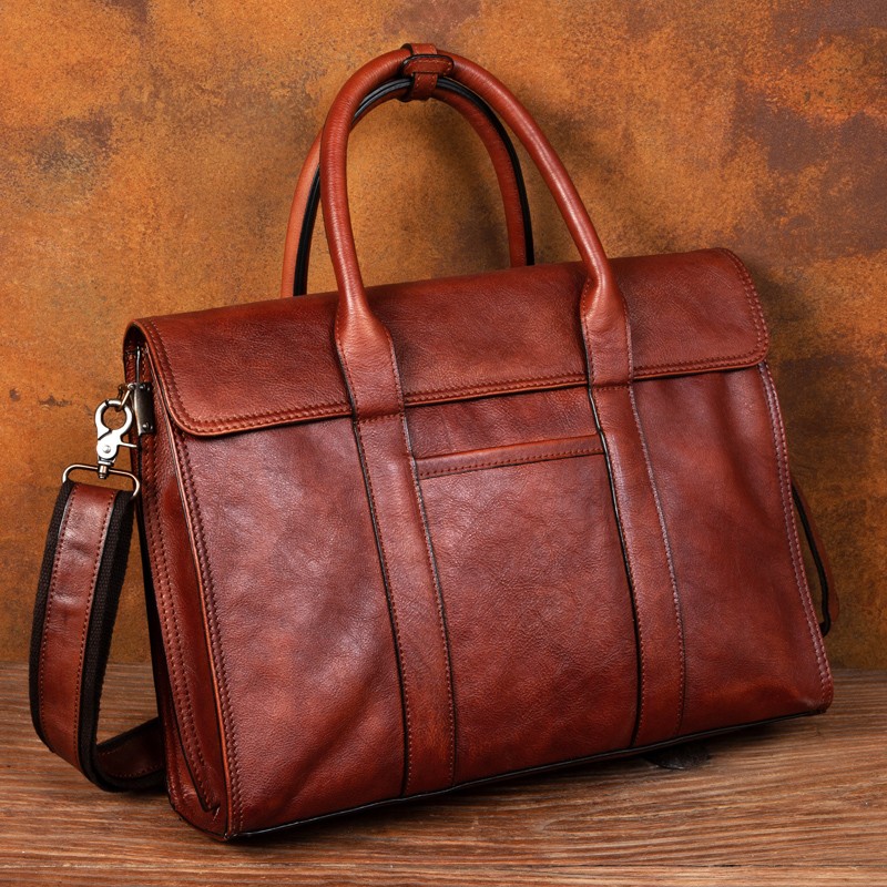 Vegetable tanned leather handb - Leather Work Bag Men ulasan dan harga