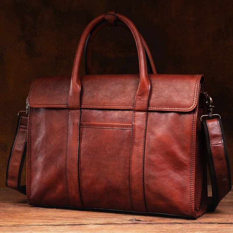 Vegetable tanned leather handb - Leather Work Bag Men ulasan dan harga