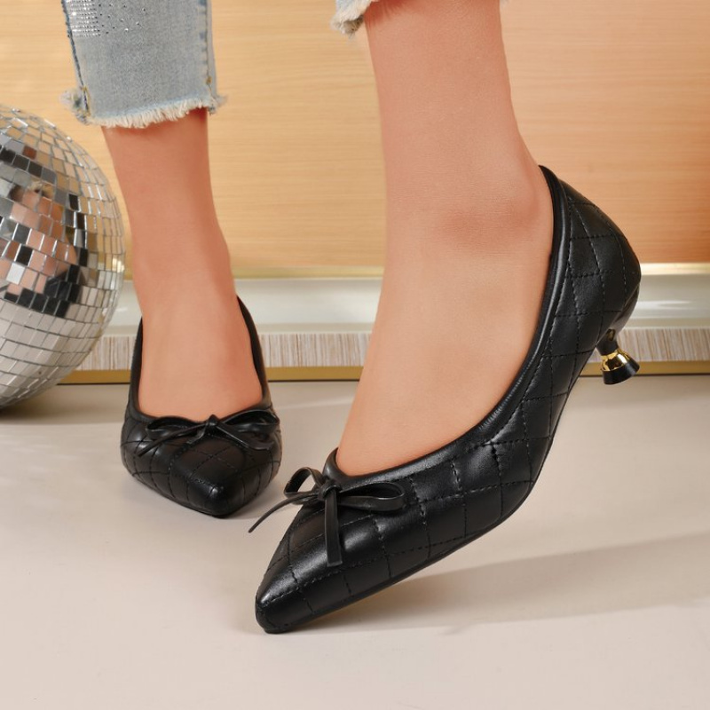 Vintage Women's Pointed Toe Bo - Leather Work Heels ulasan dan harga