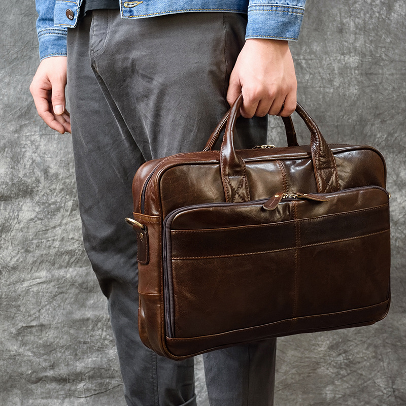 Luxury Genuine Leather Handbag - Leather Work Bag Men ulasan dan harga