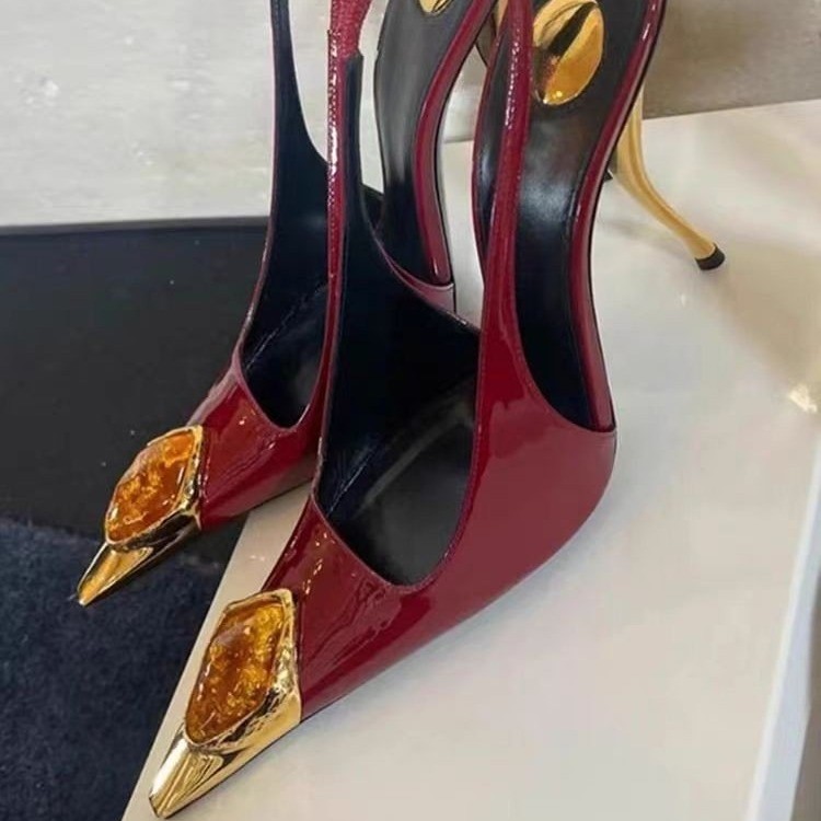 Star style Gemstone Metal Toe  - Leather Work Heels ulasan dan harga