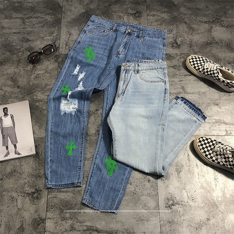 Street Sle Ripped Denim Jeans  - Leather Work Jeans ulasan dan harga