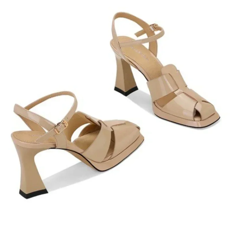 Women's High Heel Sandals Fash - Leather Work Heels ulasan dan harga