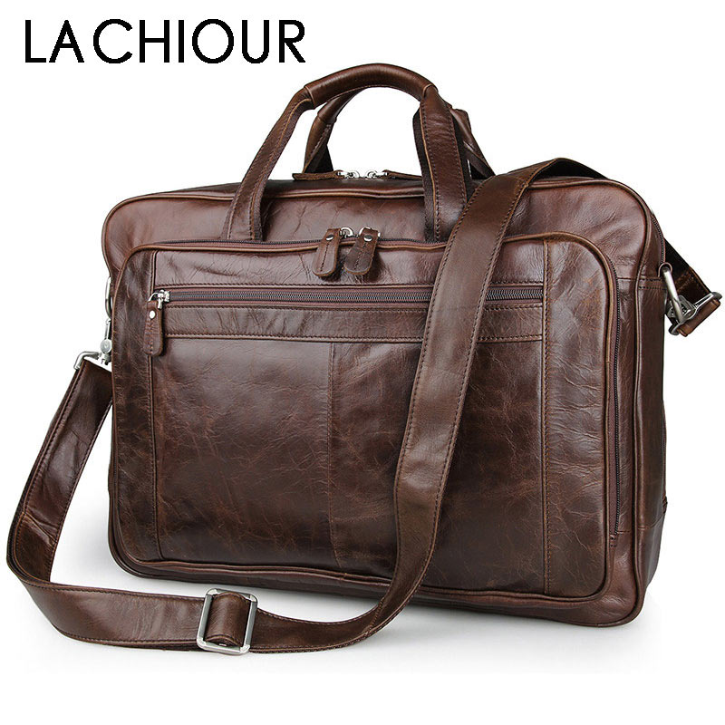LACHIOUR Genuine Leather Men B - Leather Work Bag Men ulasan dan harga