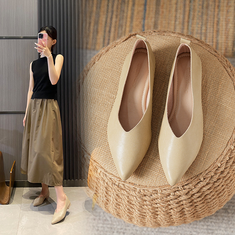 Spring and Autumn Fashion New  - Leather Work Heels ulasan dan harga